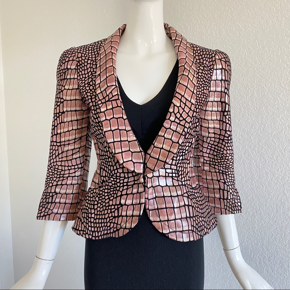 emporio armani crocodile pattern fitted jacket